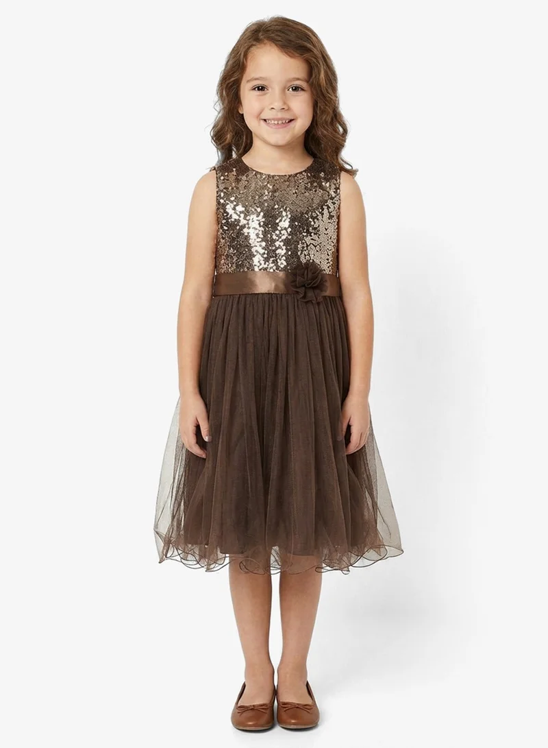Little Golden Apple Sequin Bodice Tulle Dress